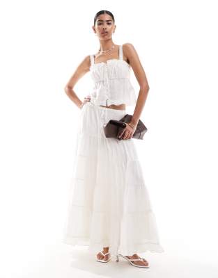 Ever New tiered maxi skirt in white