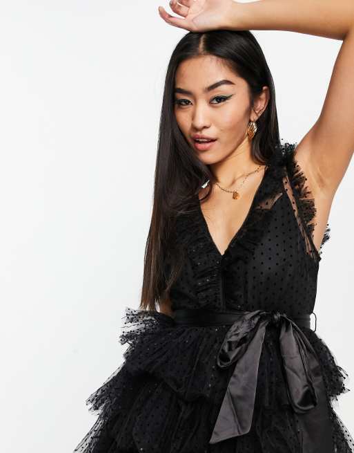 Asos black outlet tulle dress