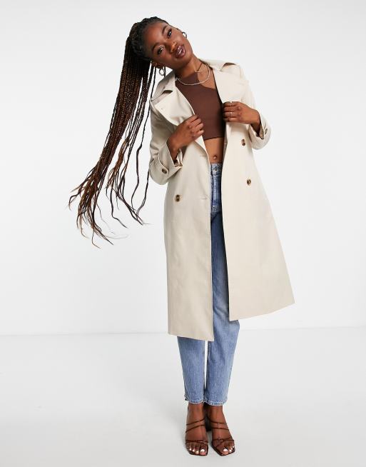 Ever New trench coat with tie belt in mink ASOS