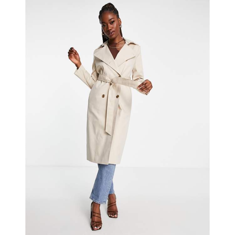 Ever New trench coat with tie belt in mink | ASOS