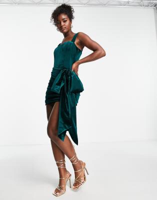 draped velvet mini dress