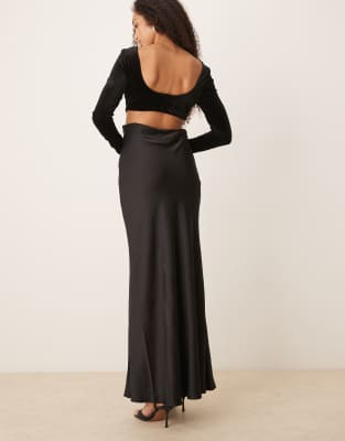 Ever New Velvet Satin Cowl Back Maxi Dress In Black