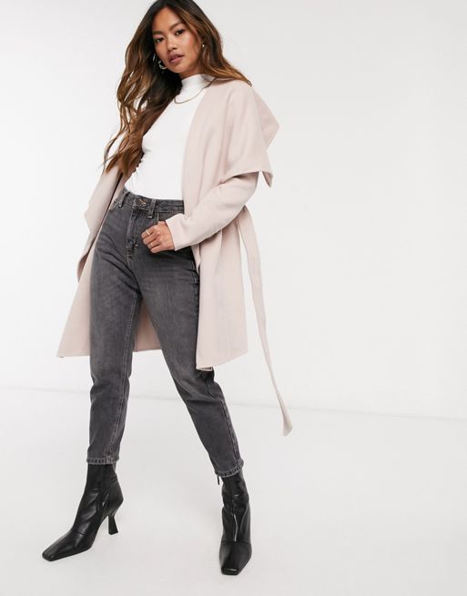 Ever New waterfall wrap coat in pink | ASOS