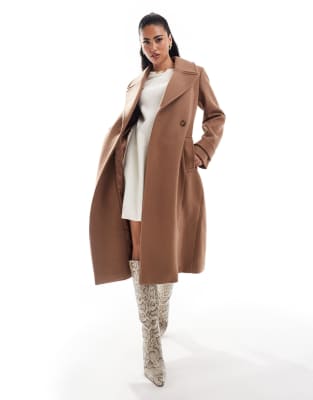 wool mix belted coat in soft camel-Neutral