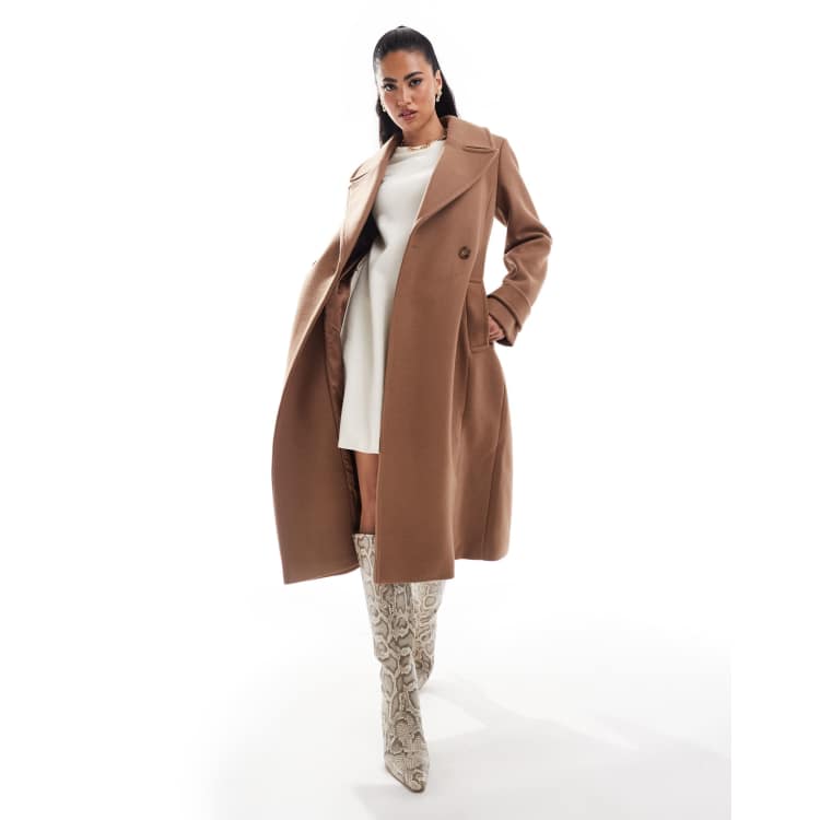 Asos design wool mix trench coat in camel store