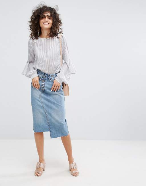 Asymmetrical denim skirt - Woman