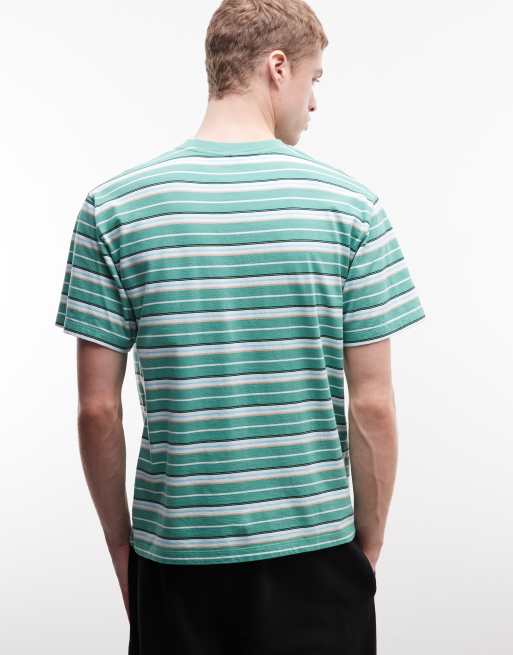 Exclusiva de No Problemo x ASOS - Camiseta verde a rayas con logo 100% de algodón, 5 de 5