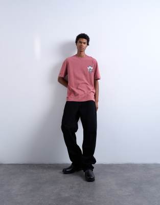 Topman Exclusive  X Mason Newman Oversized Fit T-shirt With Placement Embroidery In Pink