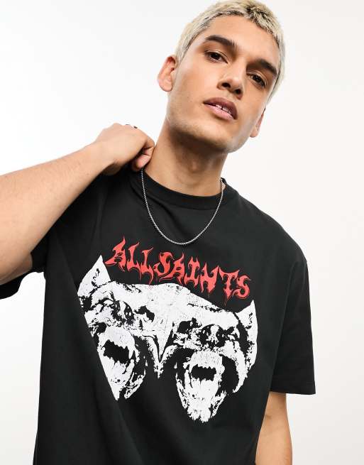 Exclusivité AllSaints x ASOS - T-shirt à imprimé Raptorex - Noir délavé, 4 de 4