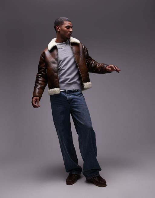 Exclusivité ASOS - Calvin Kleins Jeans - Blouson aviateur imitation cuir - Marron, 4 de 4
