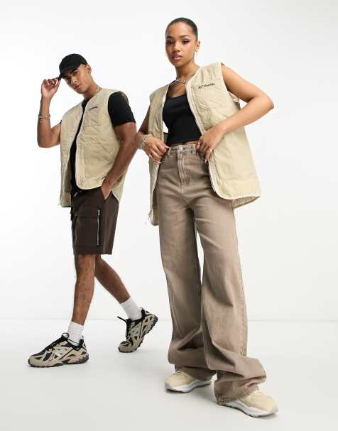 Exclusivité ASOS - Columbia - Doverwood - Gilet matelassée unisexe en tissu effet froissé - Beige - view 1