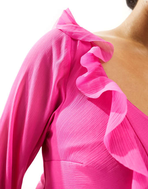 Exclusivite ASOS DESIGN Curve Robe longue a manches asymetriques et volants effet vieilli Rose ASOS