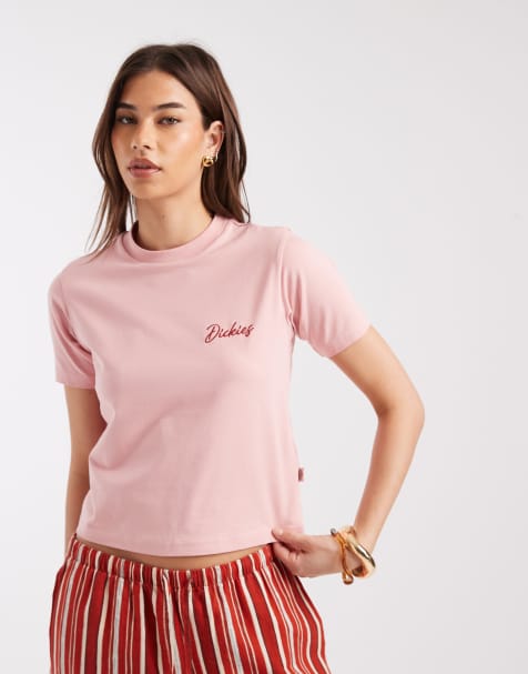 Exclusivité ASOS - Dickies - North Madison - T-shirt effet rétréci à logo - Rose - view 1
