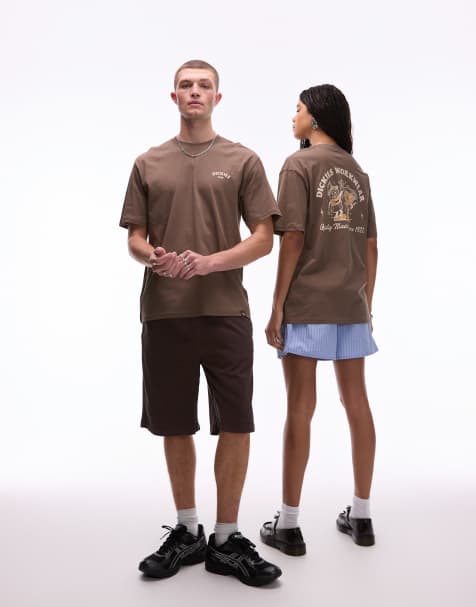 Exclusivité ASOS - Dickies - T-shirt à imprimé graphique pizza au dos - Marron - view 1
