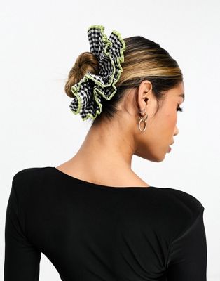 Easilocks ASOS Exclusive Layered Hair Scrunchie - Black Checkered - ASOS Price Checker