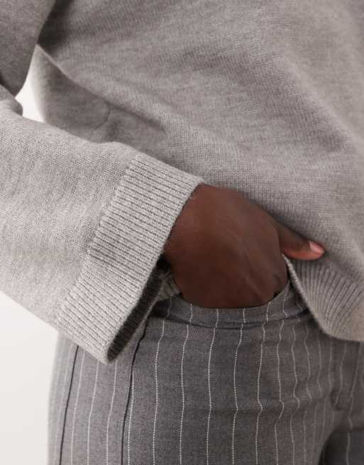 Exclusivité ASOS - Gina Tricot - Sweat ras de cou en maille à manches amples - Gris chiné, 2 de 4