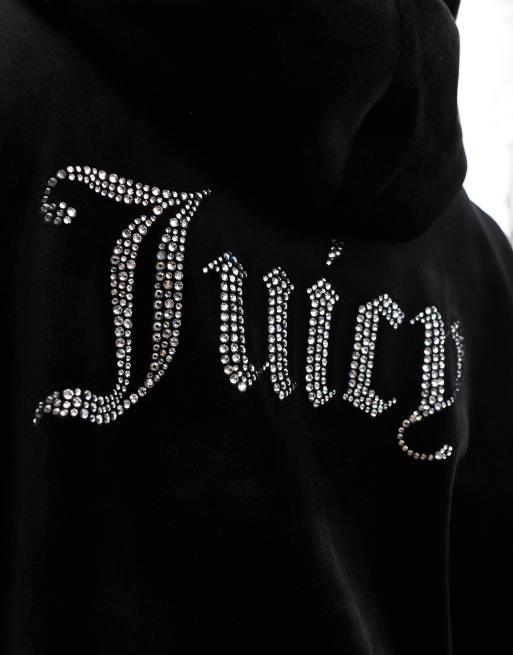 Exclusivité ASOS - Juicy Couture - Sweat à capuche décontracté zippé en velours - Noir, 3 de 4