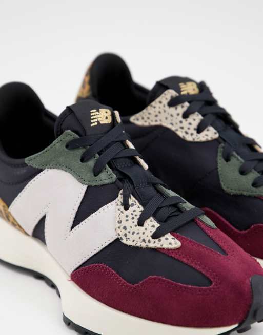 Exclusivite ASOS New Balance 327 Baskets color block a imprime animal Noir