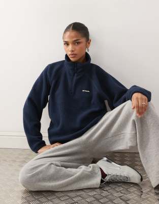 Exclusivité ASOS - Olive Spring - Polaire à col zippé - Bleu marine