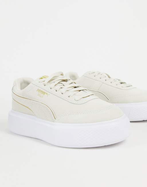 Puma blanche outlet et doree