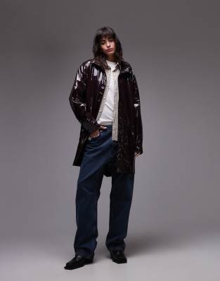 Exclusivité ASOS - Rains - 12020 - Veste imperméable longue - Bordeaux brillant - view 1
