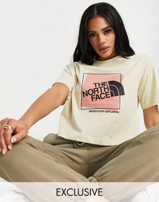 Tops courts Exclusivité  - The North Face - Scatter Box - T-shirt crop top - Beige