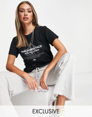 Femme Exclusivité  - The North Face - T-shirt décontracté imprimé sur le devant - Noir