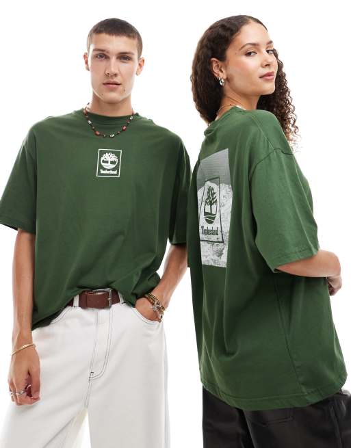 Exclusivité ASOS - Timberland - T-shirt oversize à imprimé montagne - Vert foncé
