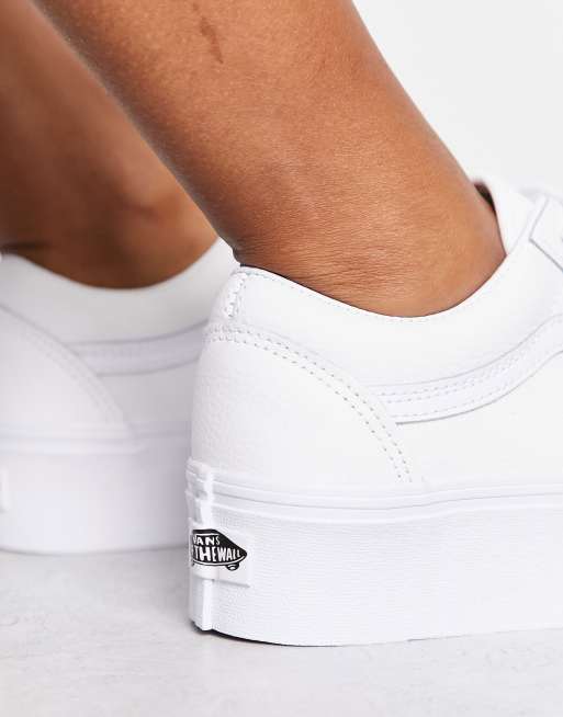 Exclusivit ASOS Vans Old Skool Stackform Baskets en cuir Blanc triple