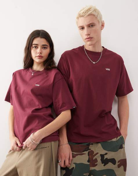 Exclusivité ASOS - Vans - T-shirt avec logo sur le devant côté gauche - Bordeaux - view 1