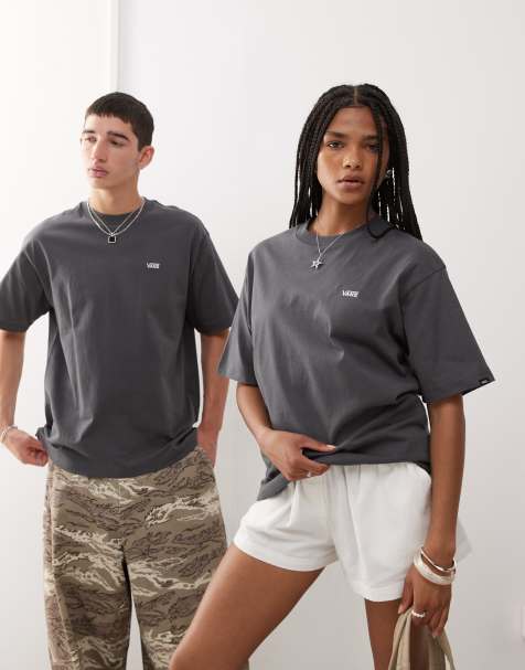 Exclusivité ASOS - Vans - T-shirt oversize avec logo sur le devant côté gauche - Gris foncé - view 1