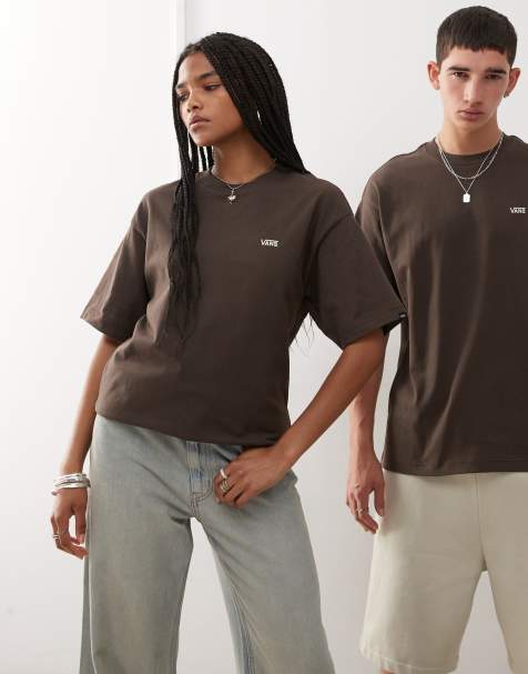 Exclusivité ASOS - Vans - T-shirt oversize avec logo sur le devant côté gauche - Marron foncé - view 1