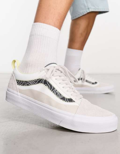 Vans old skool blanc hot sale cassé