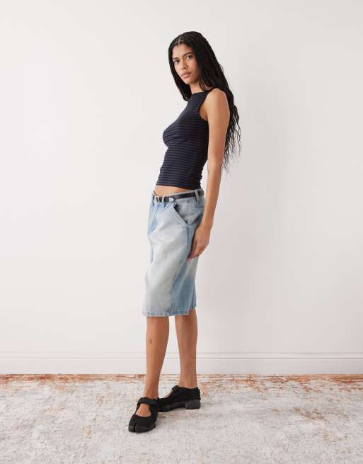 Exclusivité ASOS - Weekday - Annie - Top sans manches doux à rayures et encolure bateau - Bleu marine, 2 de 4