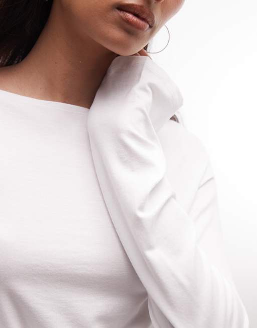 Exclusivité ASOS - Weekday - Annie - Top ultra-doux à manches longues et encolure bateau - Blanc, 3 de 4