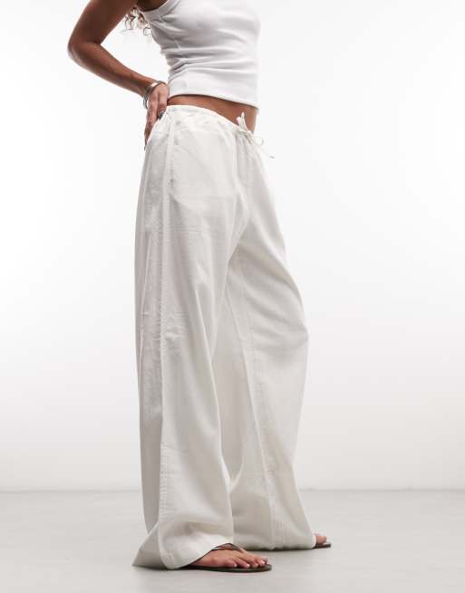 Exclusivité ASOS - Weekday - Pantalon ample à enfiler en lin mélangé - Blanc, 2 de 5