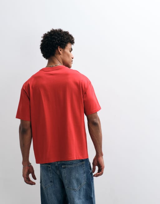 Exclusivité ASOS - Weekday - T-shirt ample coupe carrée - Rouge, 5 de 5