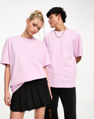 Weekday Unisex oversized t-shirt in pink exclusive to ASOS - ASOS Price Checker