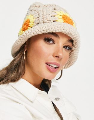 Daisy Street Exclusive summer hat in crochet sunflower - ASOS Price Checker