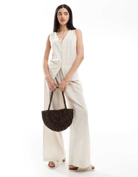 Exclusivité - Esmée - Ensemble à rayures - Beige et blanc - view 1