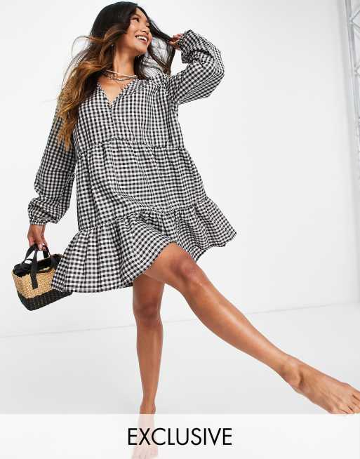 Exclusivité - Esmee - Robe d'été courte pour la plage à motif vichy 