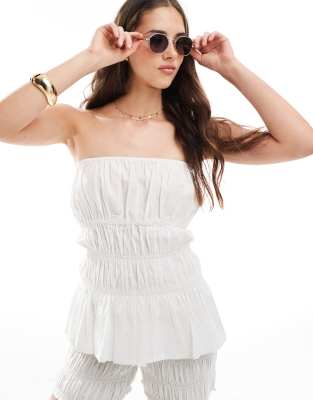 Exclusivité - - Top bandeau froncé de plage - Blanc 34