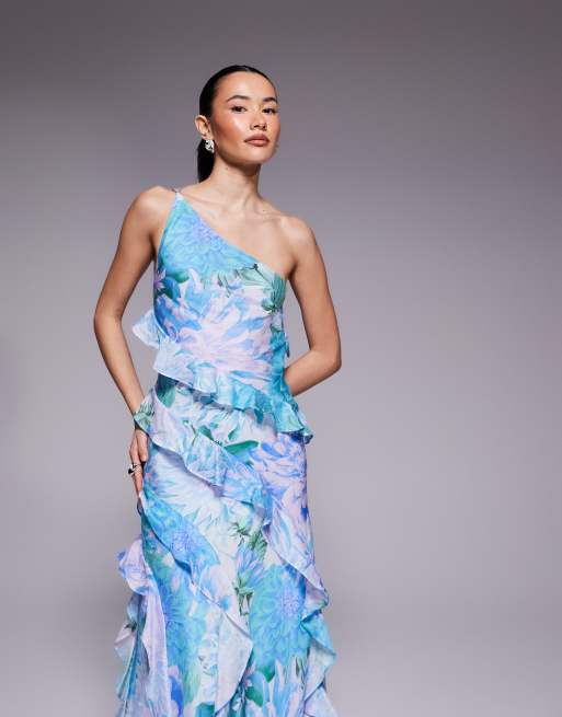 Exclusivité - Forever New Petite - Rosette - Robe longue à volants et imprimé fleuri - Bleu, 2 de 4