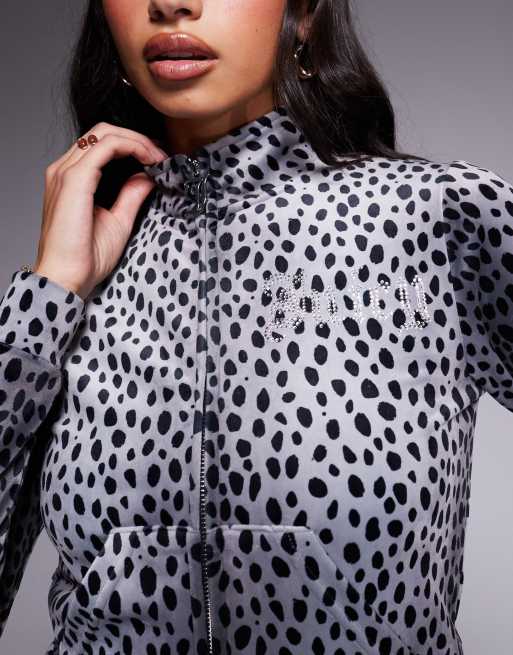 Exclusivité Juicy Couture x ASOS - Sweat à capuche d'ensemble zippé à motif guépard ton sur ton - Noir, 4 de 4