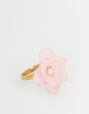 Exclusivité - Kaiia - Bague avec fleur en 3D et détail perle - Rose