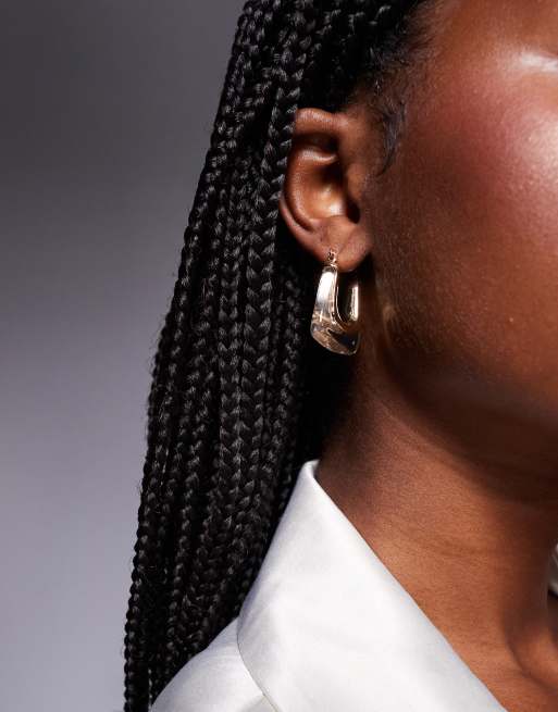 Exclusivité - Kaiia - Boucles d'oreilles pendantes carrées - Doré/transparent 