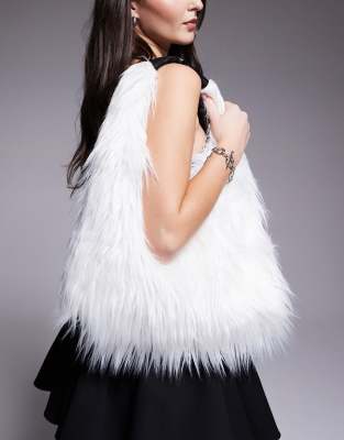 Exclusivité - Kaiia - Cabas en fausse fourrure duveteuse - Blanc