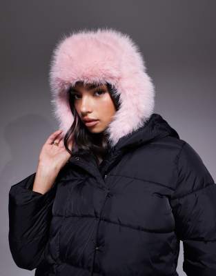 Exclusivité - Kaiia - Chapka en fausse fourrure - Rose pastel