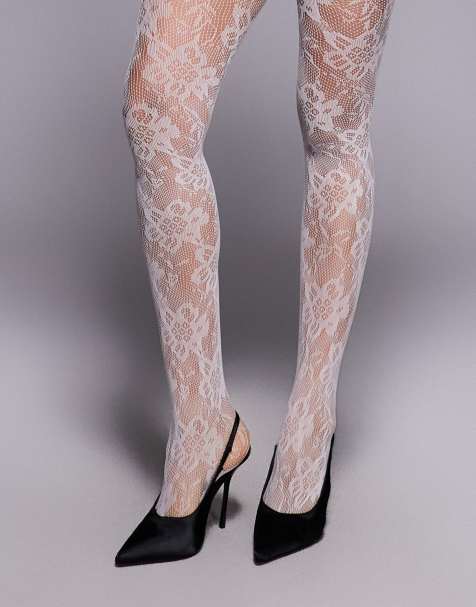 Exclusivité - Kaiia - Collants en dentelle - Blanc - view 1
