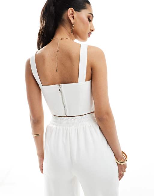 Exclusivité - Kaiia - Crop top d'ensemble à encolure carrée - Blanc, 3 de 4